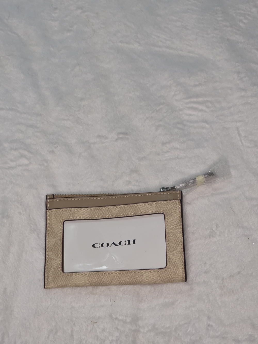 Coach Beige and Tan Signature Card Case with ID Window - Picture 2 of 2
